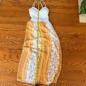 J for Justify White and Orange Floral Maxi Dress